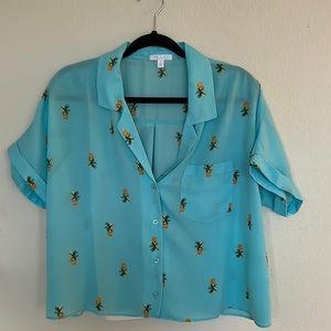 Light blue pineapple crop top. Brand new. Size medium